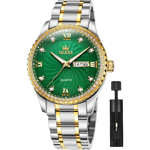 Herrklocka Rostfritt Stål Stor Urtavla Casual Klänning Armbandsur Kvarts Analog Dag Datum Vattentät Luminous