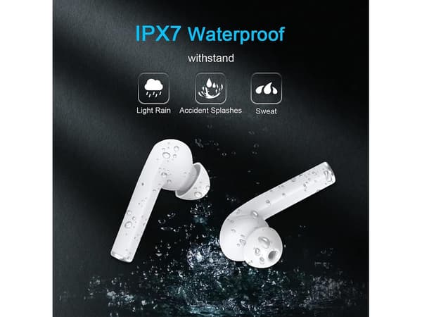 Vattentäta Bluetooth Integrerade Stereo In-Ear Hörlurar Vita