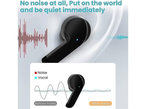 True Stereo Mics Bluetooth Trådlösa Hörlurar Svart