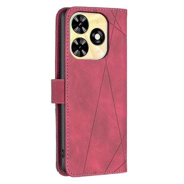 Geometrisk Linje Læder Telefon Cover til Tecno Spark 20C, Tegnebogsdesign