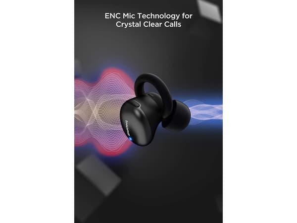 True Wireless Hörlurar Stilren Speltid Timmar Bluetooth Svart