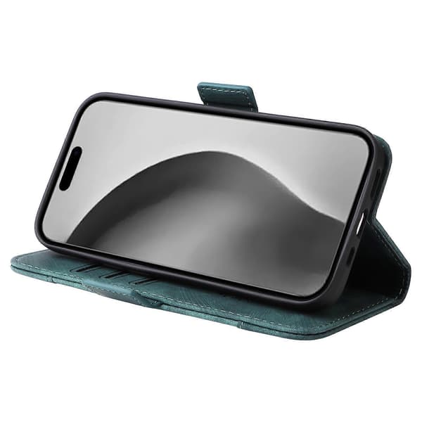Läderplånboksfodral med rem för iPhone 16 Pro Max