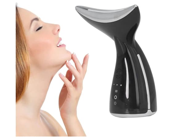 G79 Elektrisk Varmekompres Ansigtsmassager 3 LED-lys 3 Tilstande Sort