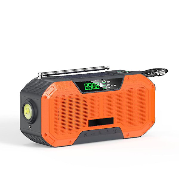 Solcellsdriven Vevradio Utomhus Nödradio 2000mAh Stor Kapacitet Radio Orange