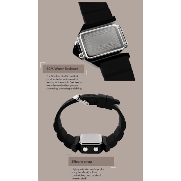 Kreativ LED-klocka för män, flygplansform, multifunktionell klocka för män, datum, silikonarmband, vattentät, avslappnad unisexarmbandsur