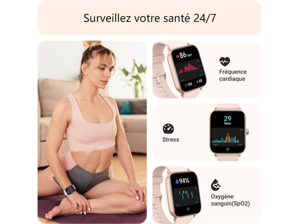 1,8 tuuman älykello Bluetooth-puhelutoiminnolla IP68 vedenpitävä Androidille iOS Pinkki