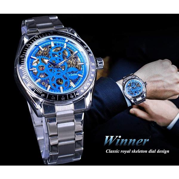 Skelettklocka Herr Automatisk Mekanisk Rostfritt Stål Sport Armbandsur Tourbillon Klocka