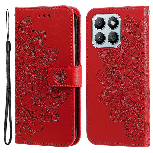 Honor X8b 4G Läderfodral med Blommotiv och Kortfack