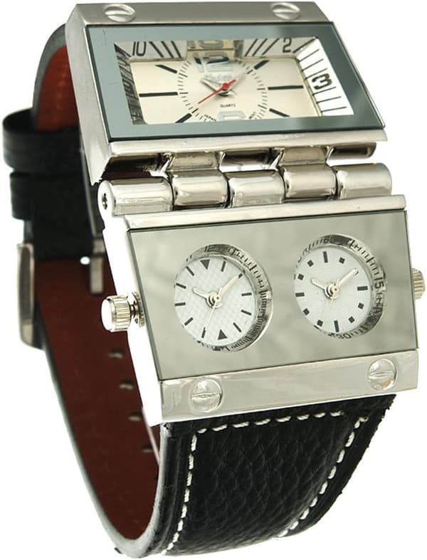 9525 Herrklocka Analog Svart Läderrem 3 Sub-urtavlor