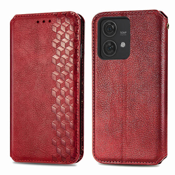 Plånboksfodral för Motorola Edge 40 Neo 5G, rombmönstrat läder, flipfodral, telefontillbehör