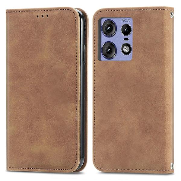 För Motorola Edge 50 Pro 5G Mobilskal Skin-Touch Kortfack PU Läder Folio Flipfodral