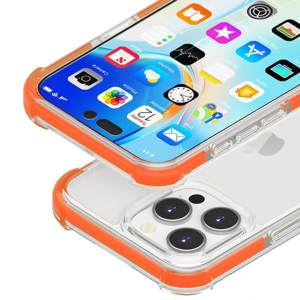 For iPhone 16 Pro TPU+TPE+PC Klar Telefonveske Deksel