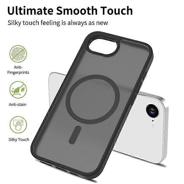 För iPhone SE (2025) MagSafe-kompatibelt skal TPU-ram Akryl Baksida Hud Touch Telefonskal