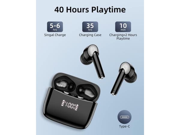 Brusreducerande hörlurar timmar Bluetooth med brusreducering svart