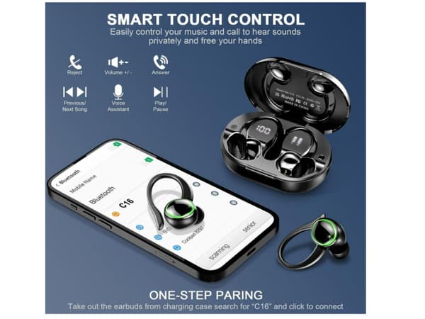 Brusreducerande Bluetooth Display Stereo Hörlurar Svart