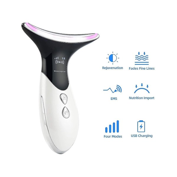 Ems Vibrerande Ansiktsmassageapparat Uppstramande V-form Lyftande Åtdragande Rynkor Anti-Aging Vit YEMAESRE
