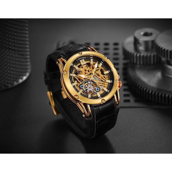 Automatisk Herrklocka Stor Urtavla Kraftfull Exotisk Självuppdragande Tourbillion Skelettklocka