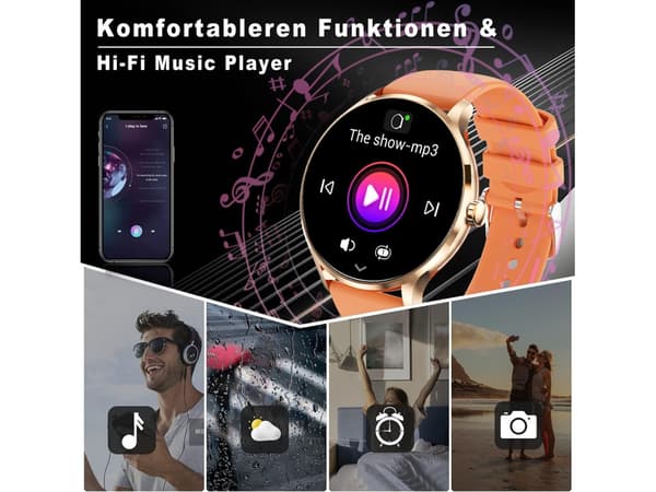 Smartwatch Qs80 1,39 tum Tft Full Touch Bluetooth 5.2 Ip67 Vattentät för Iphone Android Orange