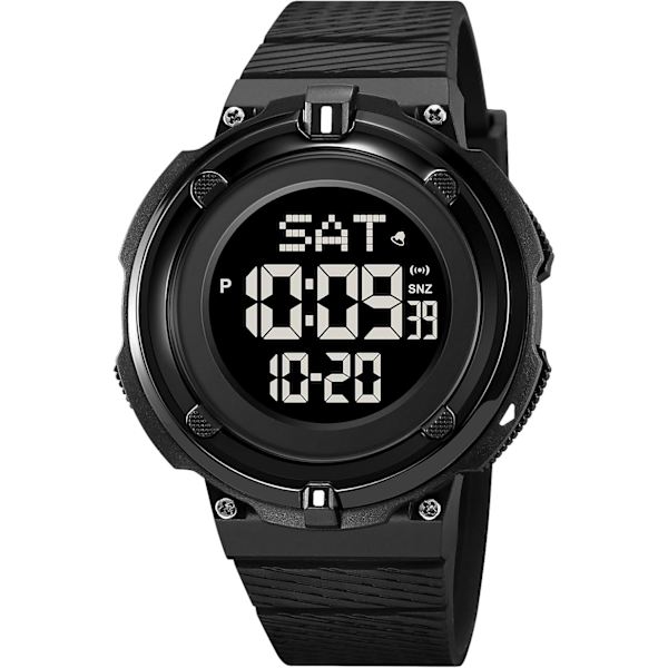 LED Digital Herrklocka Utomhus Sport Multifunktion Armbandsur Alarm Datumklocka för Män 50M Vattentät TPU Rem