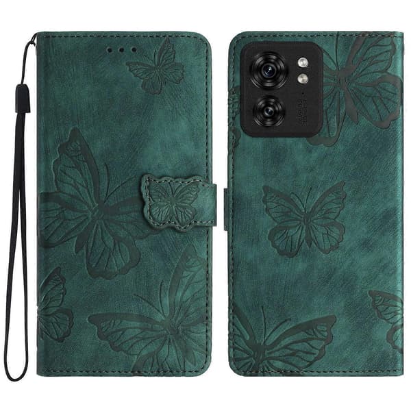 Til Motorola Edge 40 5G Wallet Case PU Læder Sommerfugl Design Folio Telefon Cover
