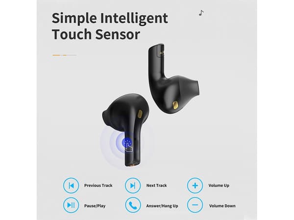True Bluetooth Brusreducerande Hörlurar Svart
