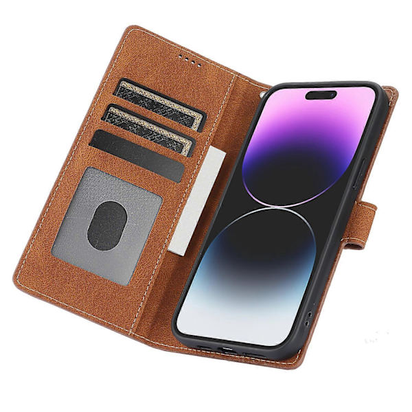 Plånboksfodral i PU-läder med stativ och handledsrem för iPhone 16 Pro Max