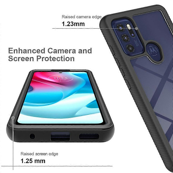 För Motorola Moto G60S 3 i 1 PC + TPU Hybrid Skal med PET Skärmskydd Fullt Skydd för Mobiltelefon