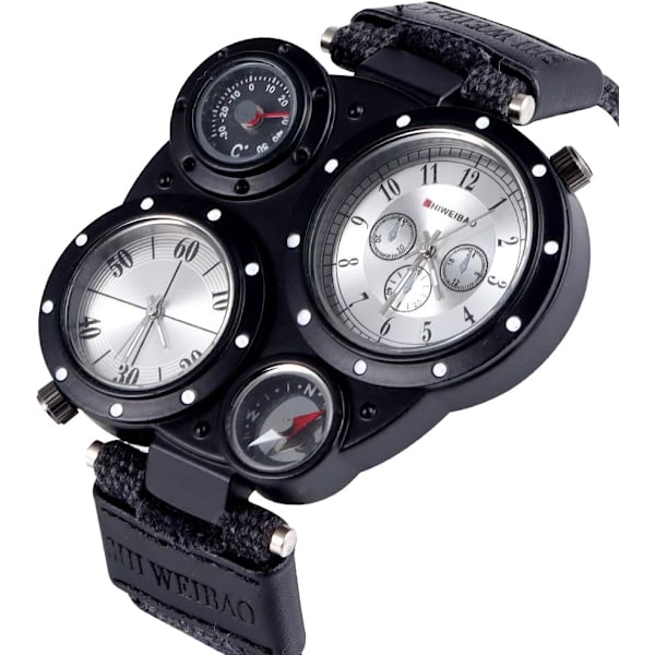 Unika Sport Herrklockor Nytt Märke 2 Tidszoner Kvarts Klocka Canvas Armbandsur