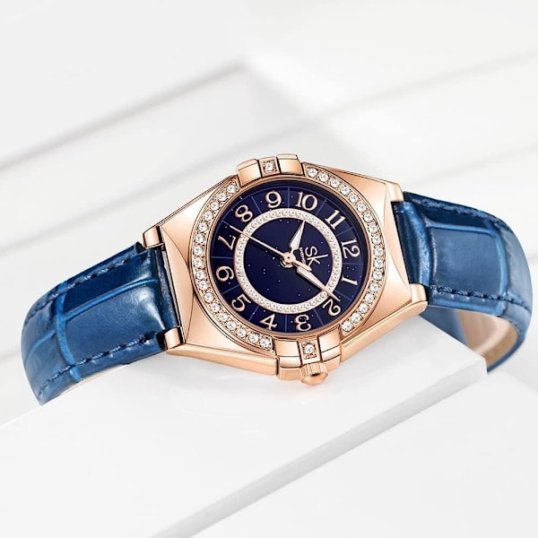 Lyxiga Damklockor Kristall Diamantklockor Eleganta Kvarts Damarmbandsur Vattentät Analog Display