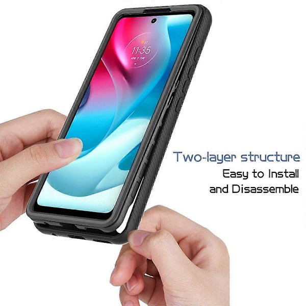 För Motorola Moto G60S 3 i 1 PC + TPU Hybrid Skal med PET Skärmskydd Fullt Skydd för Mobiltelefon
