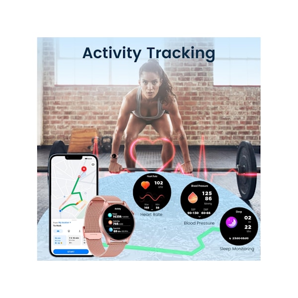Smartklocka Dam Fitnessklocka: 1,4 Tum Cirka 3,6 Cm Amoled Touchskärm Smartklocka Svara/Ringa Samtal
