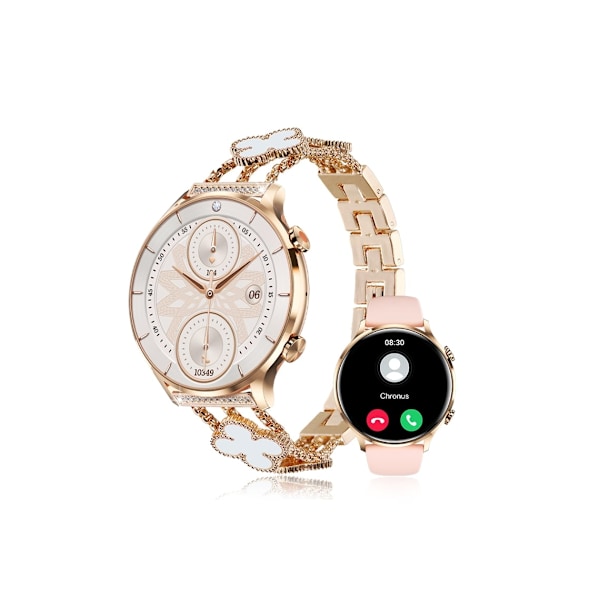 Qs40 1,39 tums TFT Smartwatch för kvinnor med hälsoövervakning Bluetooth-samtalsfunktion Guld Dam