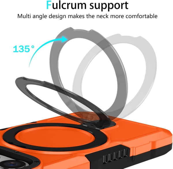 Telefoncover - iPhone 16 Pro Max - Stødsikkert - Indbygget stativ - Orange