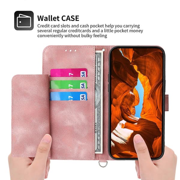 Honor X8b 4G Wallet Case med stropper og blomstermønstret læder
