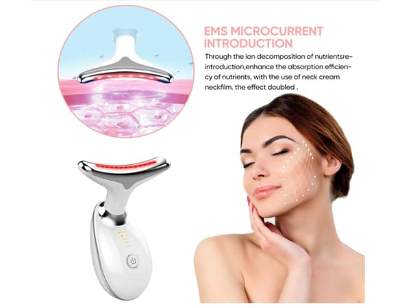 Es-1081 Ansigtsmassager Rødt Lys Elektrisk Terapi 7 Farvetilstande Hvid