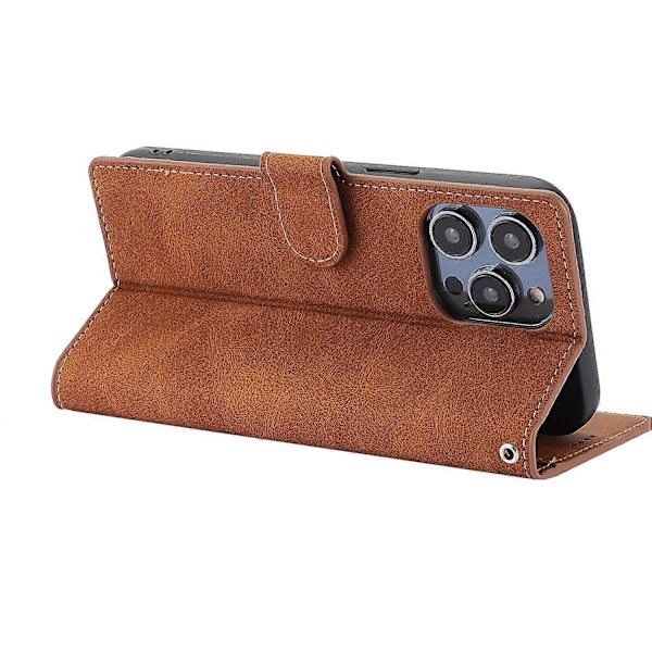 Plånboksfodral i PU-läder med stativ och handledsrem för iPhone 16 Pro Max
