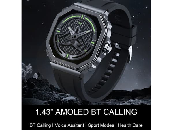 Bluetooth Smartklokke 1.43 Amoled Hjertefrekvens T63 Blodoksygen Melding Push Multi-sport Modus Grå