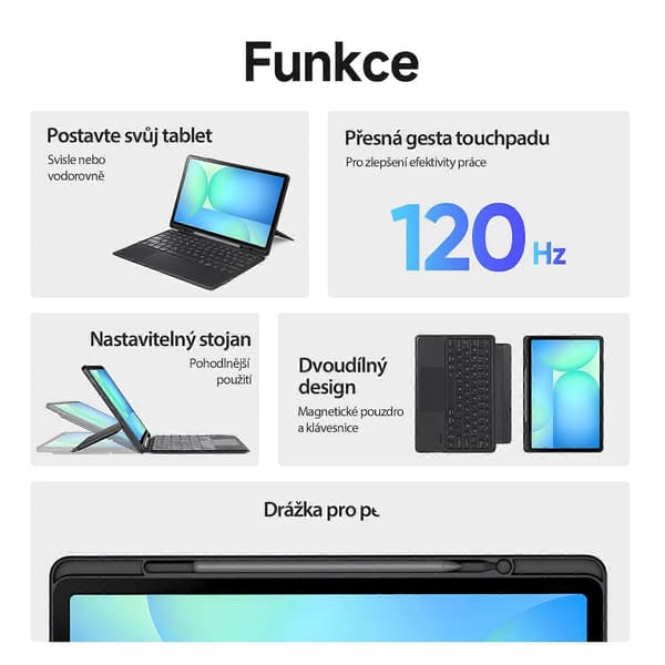 DUX DUCIS DK -sarjan Bluetooth-tabletin nahkakotelo Samsung Galaxy Tab S10 FE+:lle taustavalolla