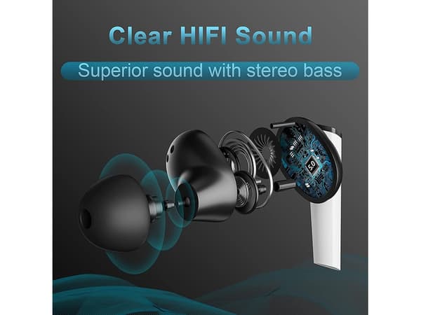 TWS Tempo Bluetooth Vattentäta True Wireless Hörlurar Svart