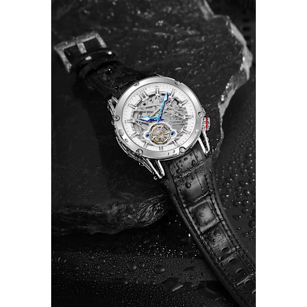 AUTOMATISK HERRKLOCKA STOR URTAVLA KRAFTFULL EXOTISK TOURBILLON SKELETTKLOCKA