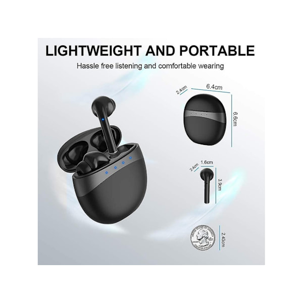 Brusreducerande Bluetooth Hi-Sound Stereo Touch Control Hörlurar Svart