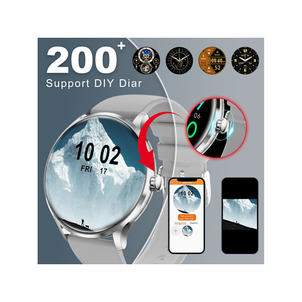 Smartwatch Qs80 1 39 Tum Bluetooth 5.2 Tft Full Touch Ip67 Iphone Android Grå