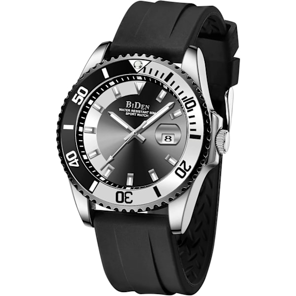 Herrklockor Analog Roterande Boett Kvarts Klocka Kalender Silikonarmband Vattentät Sportig Casual Business Armbandsur för Män