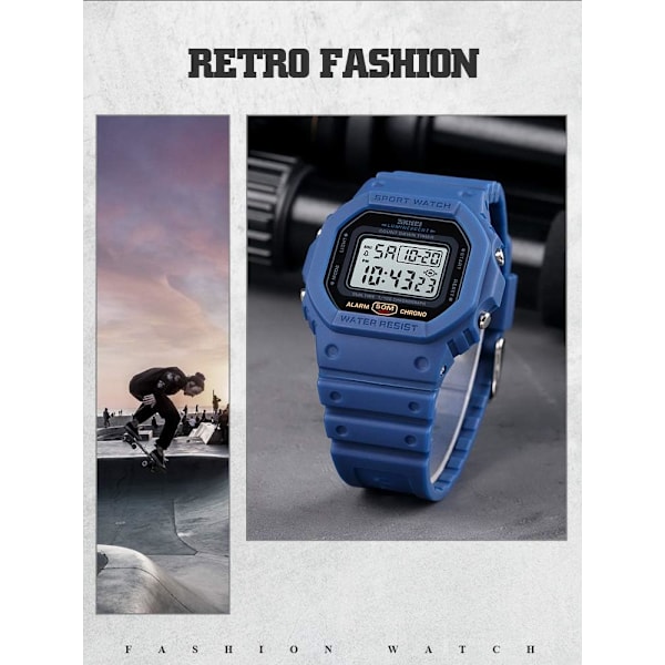 Multifunktionell Digital Sportklocka Herr Armbandsur Retro Herrklockor