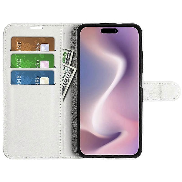 iPhone 16 Pro Max Læder Wallet Case med Lychee-tekstur til Mobiltelefon