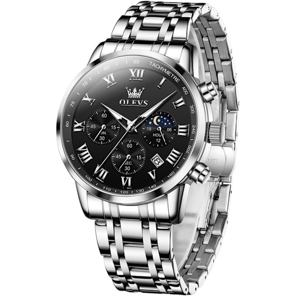 Herrklocka Analog Kvarts Rostfritt Stål Vattentät Luminous Datum Tvåfärgad Lyxig Casual Chronograph Klocka…