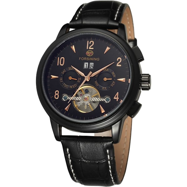 Herrklocka Automatisk Tourbillon Dag Kalender Läderarmband Militärkollektion FSG16577M3B1