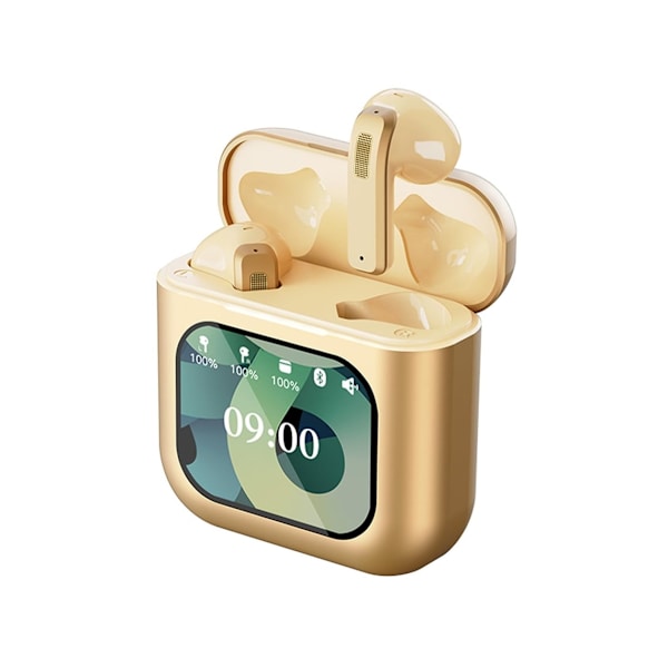Trådlösa Touch Screen Hörlurar Smart Touch Tygförvaring Bluetooth Brusreducering Guld