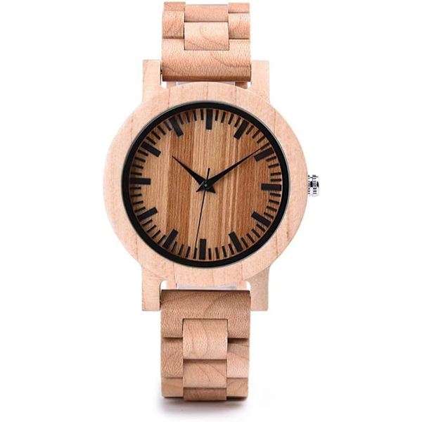 Cool Trä Klockor Analog Quartz Datum Retro Handarbete Lätt Trä Armbandsur LZ035
