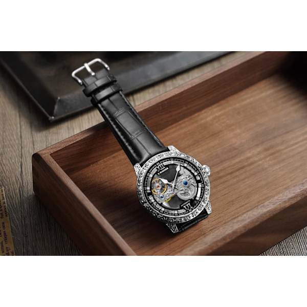 Skelettklocka Automatisk Självuppdragande Luminous Steampunk Klänning Armbandsur